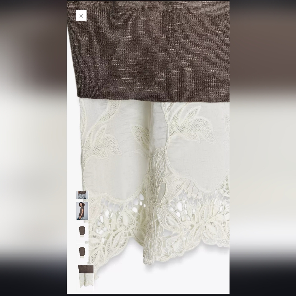 Zara Brown Tunic Dress with Lace Hem - Picture 7 of 9